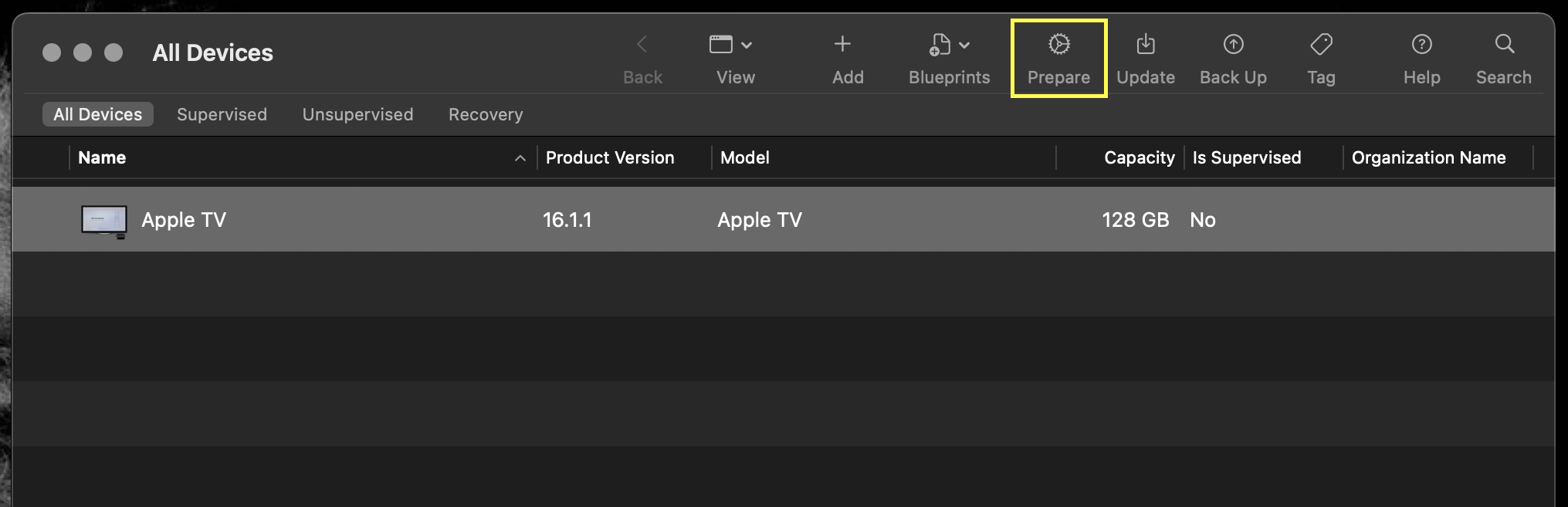 Start preparing the device