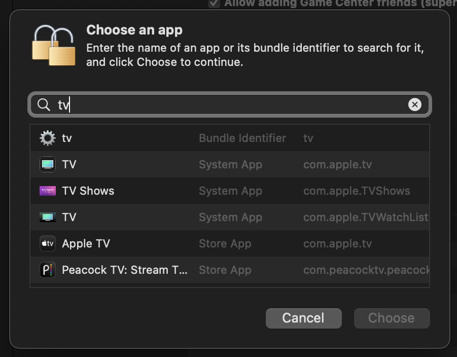 Select the Restrictions menu option