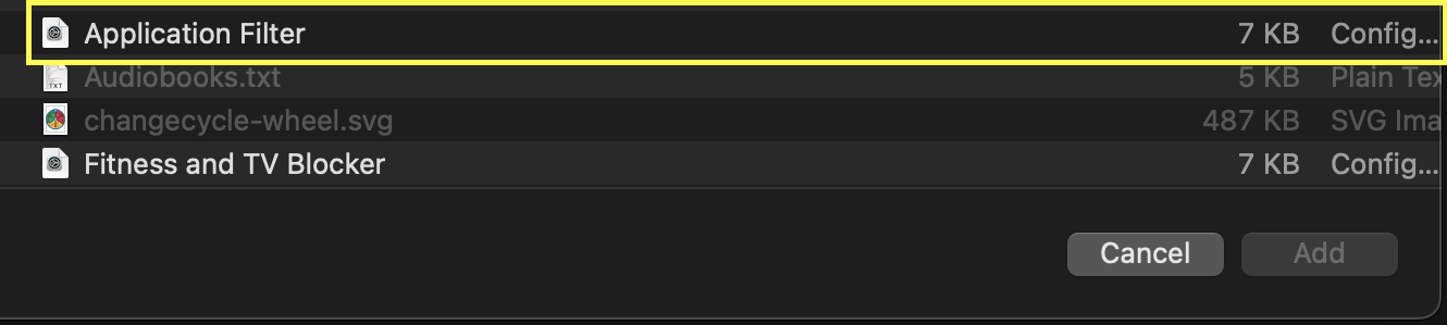 Select saved profile